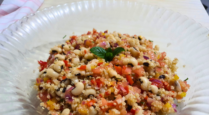 receita prato de salada feijão fradinho com quinoa e especiarias