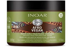 Inoar Máscara Afro Vegan com Óleo de Rícino e Manteiga de Karité 500g, Inoar